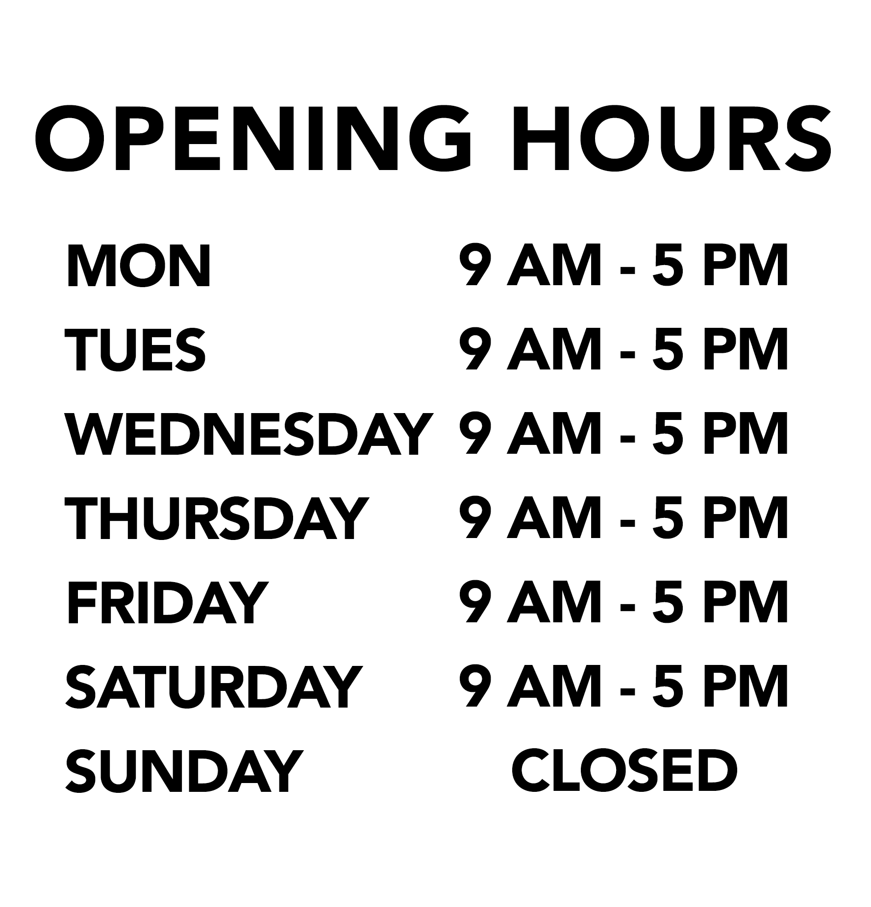 Opening Hours Die-Cut